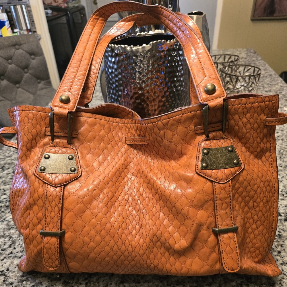 Jessica Simpson Quilted Orange Tote Bag